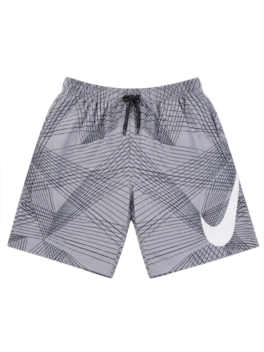 Nike Striped Breaker Volley Swim Trunks Gray Black S